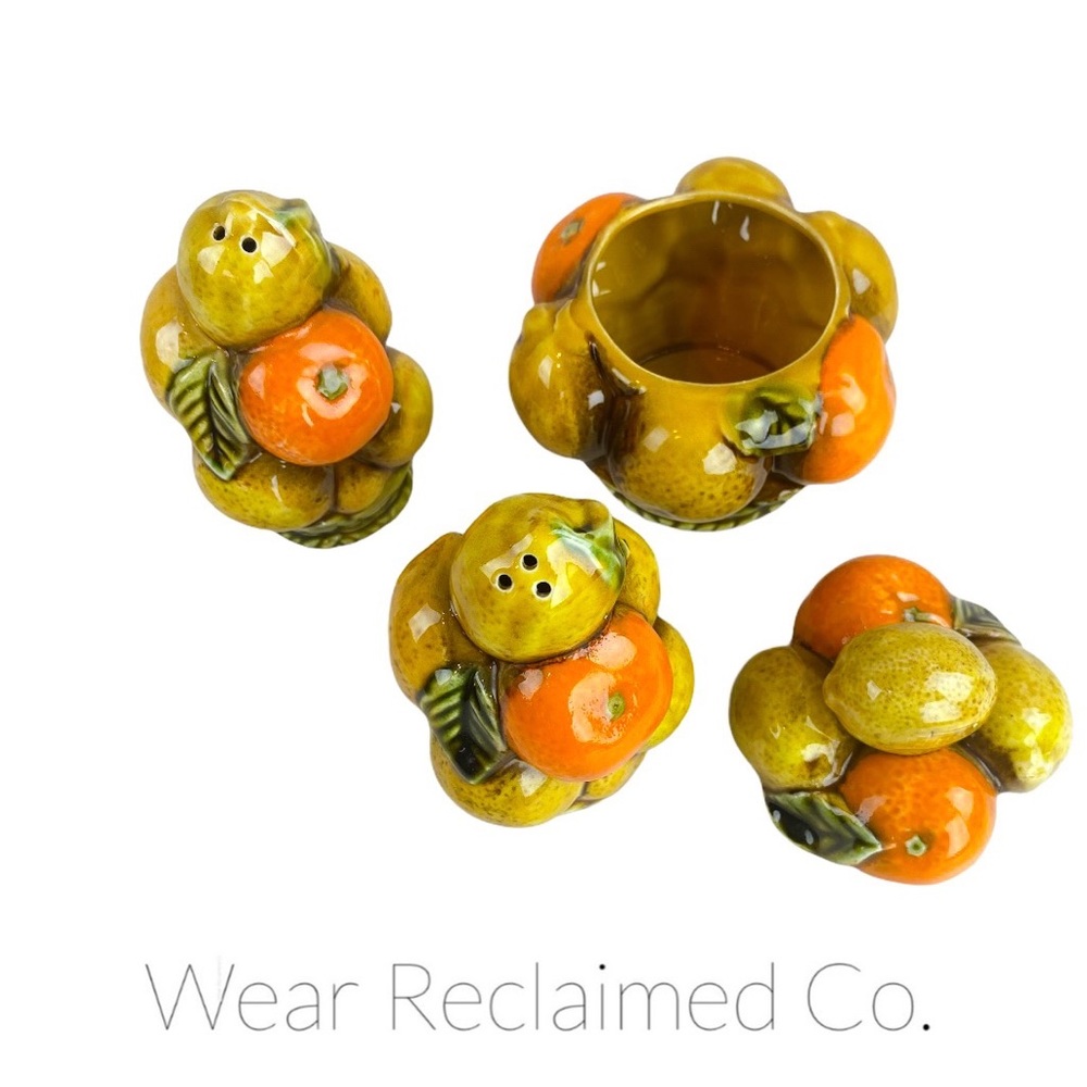 VTG Ceramic Kitschy Salt & Pepper Set w/ Jam Jar